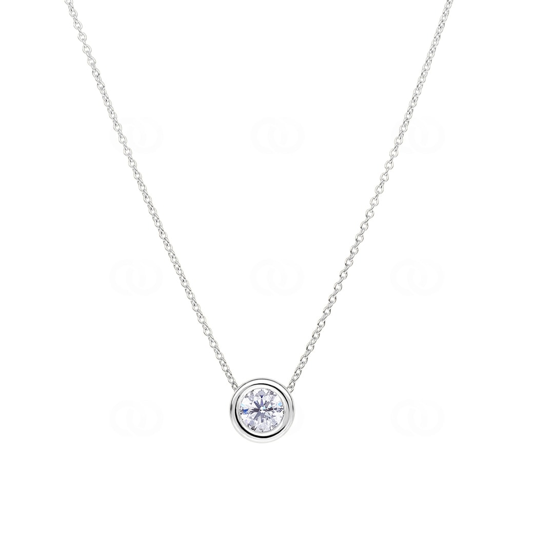 Collier mit Anhänger 750/18 K Weissgold mit GIA-Diamant 0.70 ct H/si in Zargenfassung