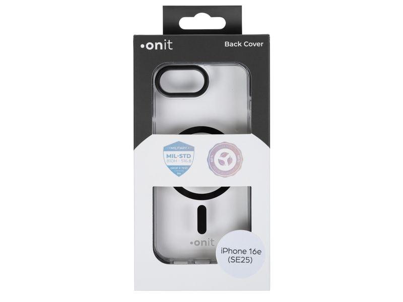 onit Back Cover Armorix iPhone 16e Schwarz transparent MagSafe-kompatible Schutzhülle, fallgeprüft nach MIL-STD-810H