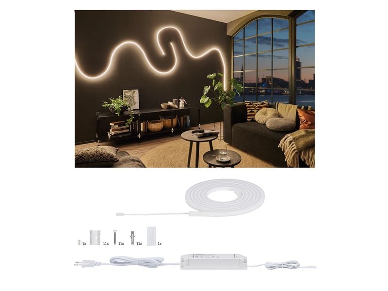 Paulmann LED-Stripe MaxLED Flow 2700 K, 3 m Basisset Licht-Streifen ohne sichtbare LED Punkte