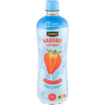 Jumbo Fruitsiroop Aardbei met Appel 0% Suiker Toegevoegd 750ML