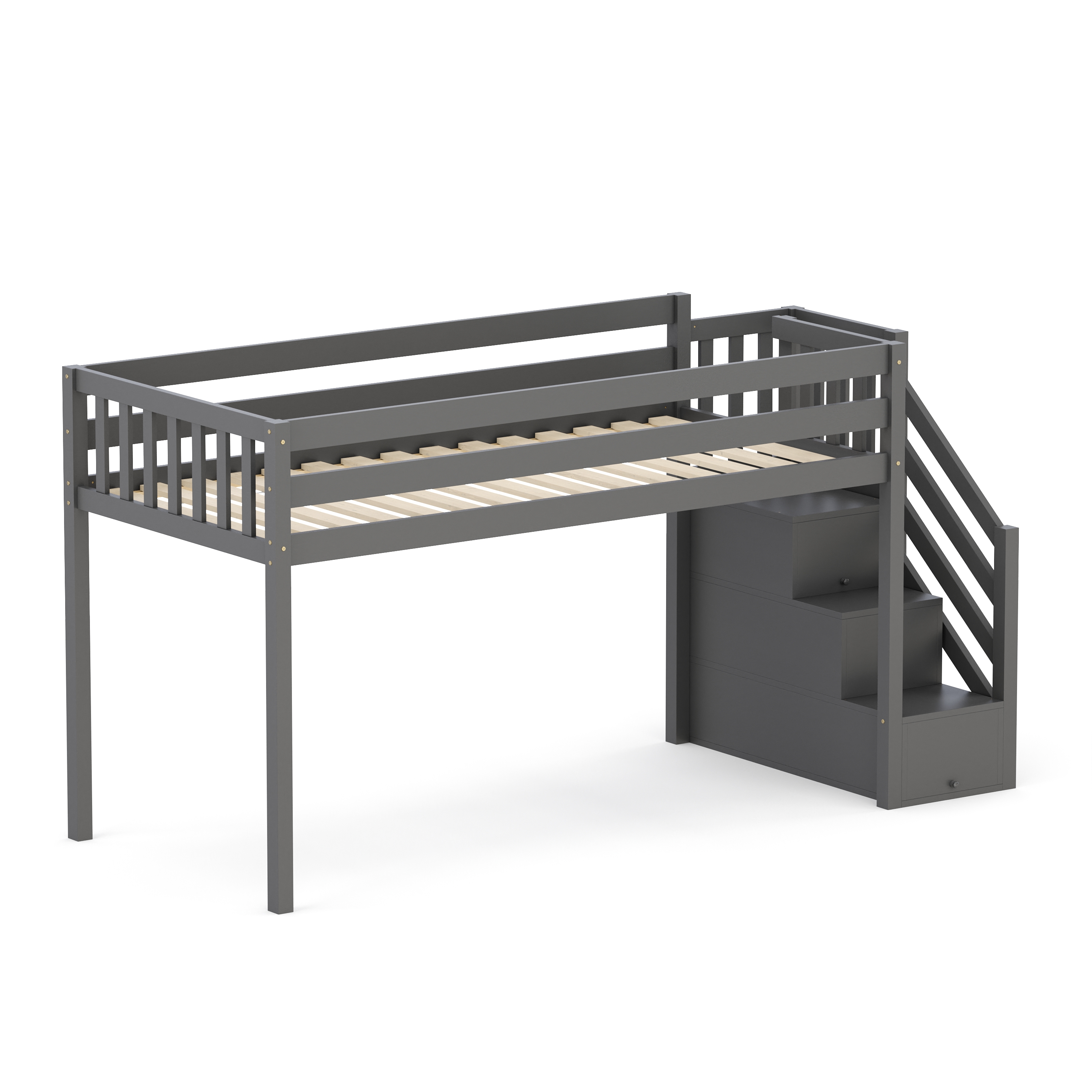 Hochbett mit Stauraum ONEIRO 90 x 200 cm grau