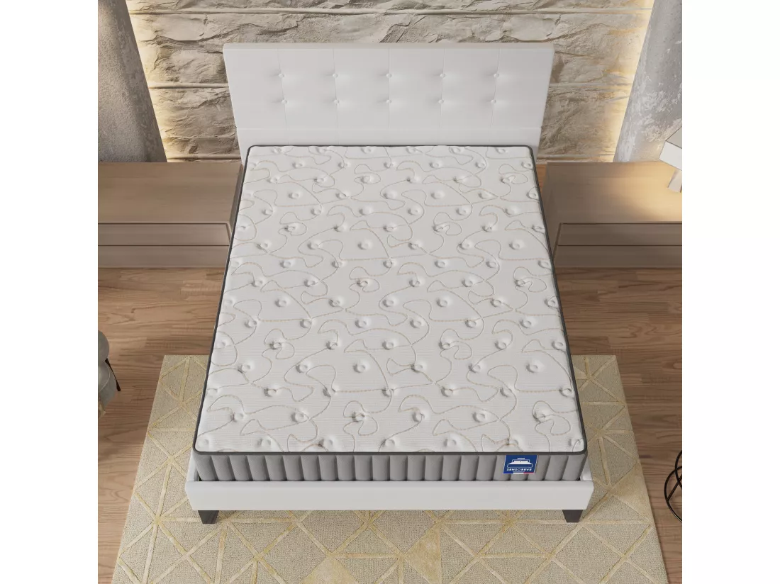 Ensemble Matelas + Lit Avec Tête De Lit 120x190 Cm, Orionis 22cm D’épaisseur À Mémoire De Forme