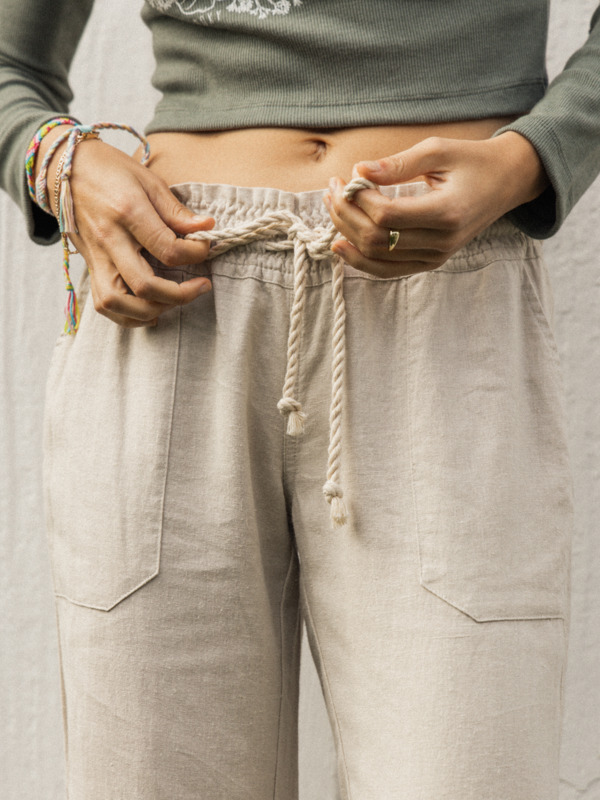 Oceanside Pantalon évasé Beige Femme
