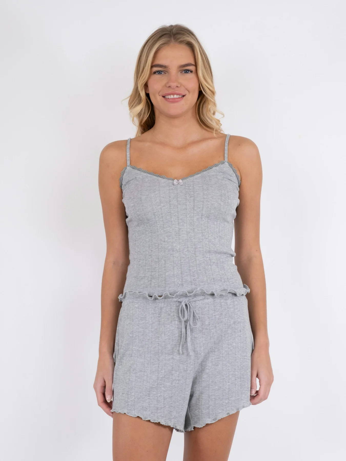 Neo Noir Lindsay Pointelle Top light grey