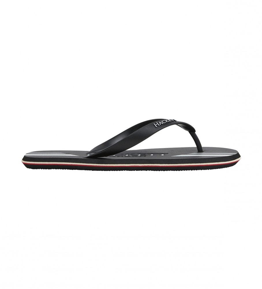 Chinelo Hackett com Listras e Logo Preto