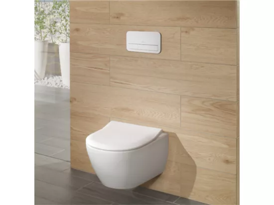 Pack WC sans bride VILLEROY ET BOCH Subway 2.0 avec abattant frein de chute + bâti Viconnect PRO + plaque noir mat
