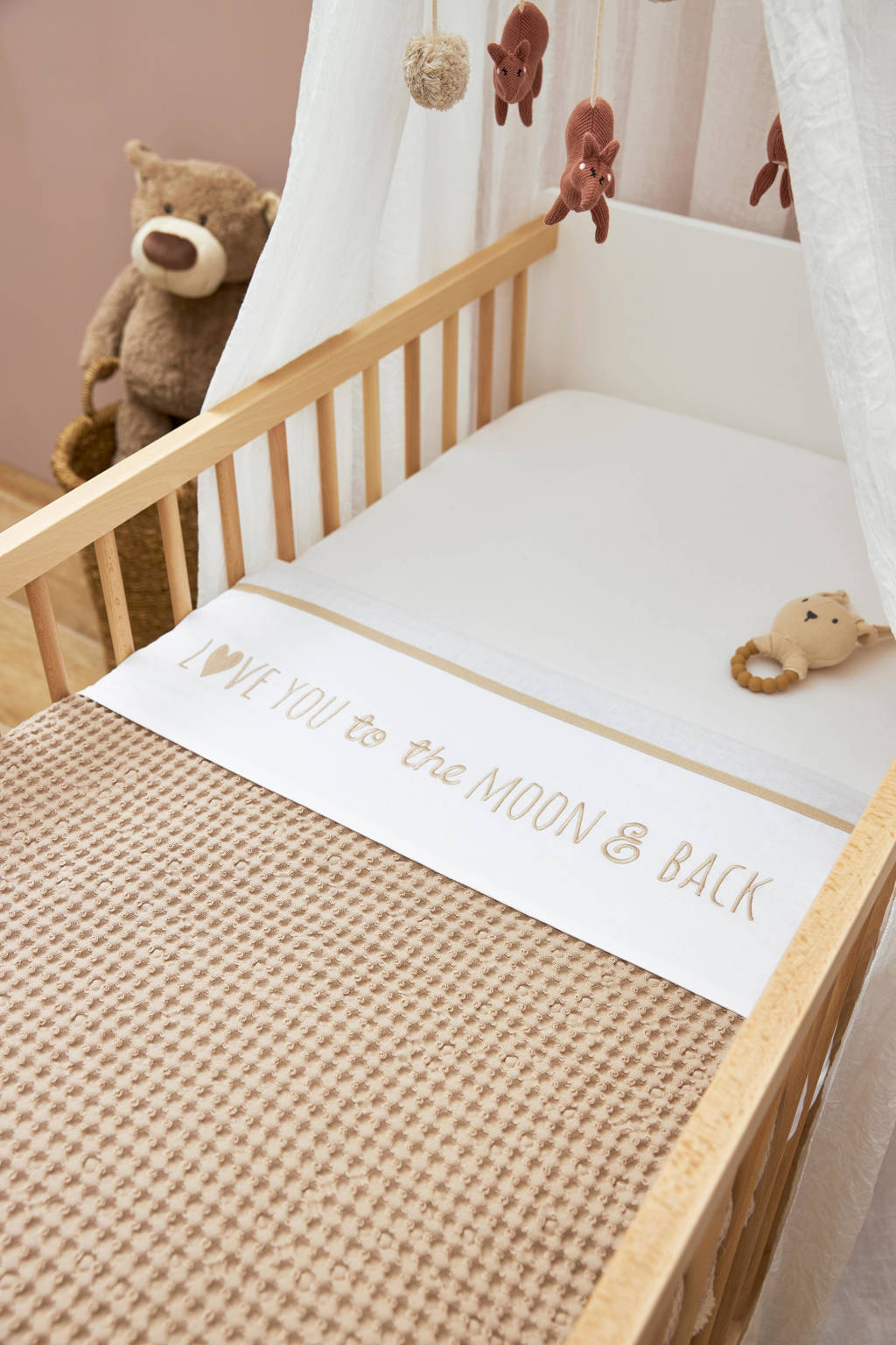 baby wieglaken 'Love you to the moon & back' sand