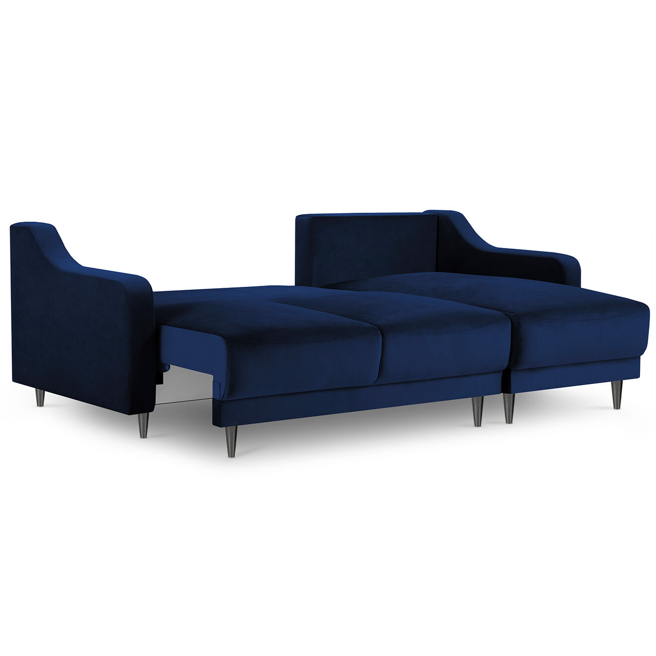 Mazzini Sofas Canapé d'angle Réversible Convertible avec Coffre en Velours Freesia bleu roi - 220x150x90 cm