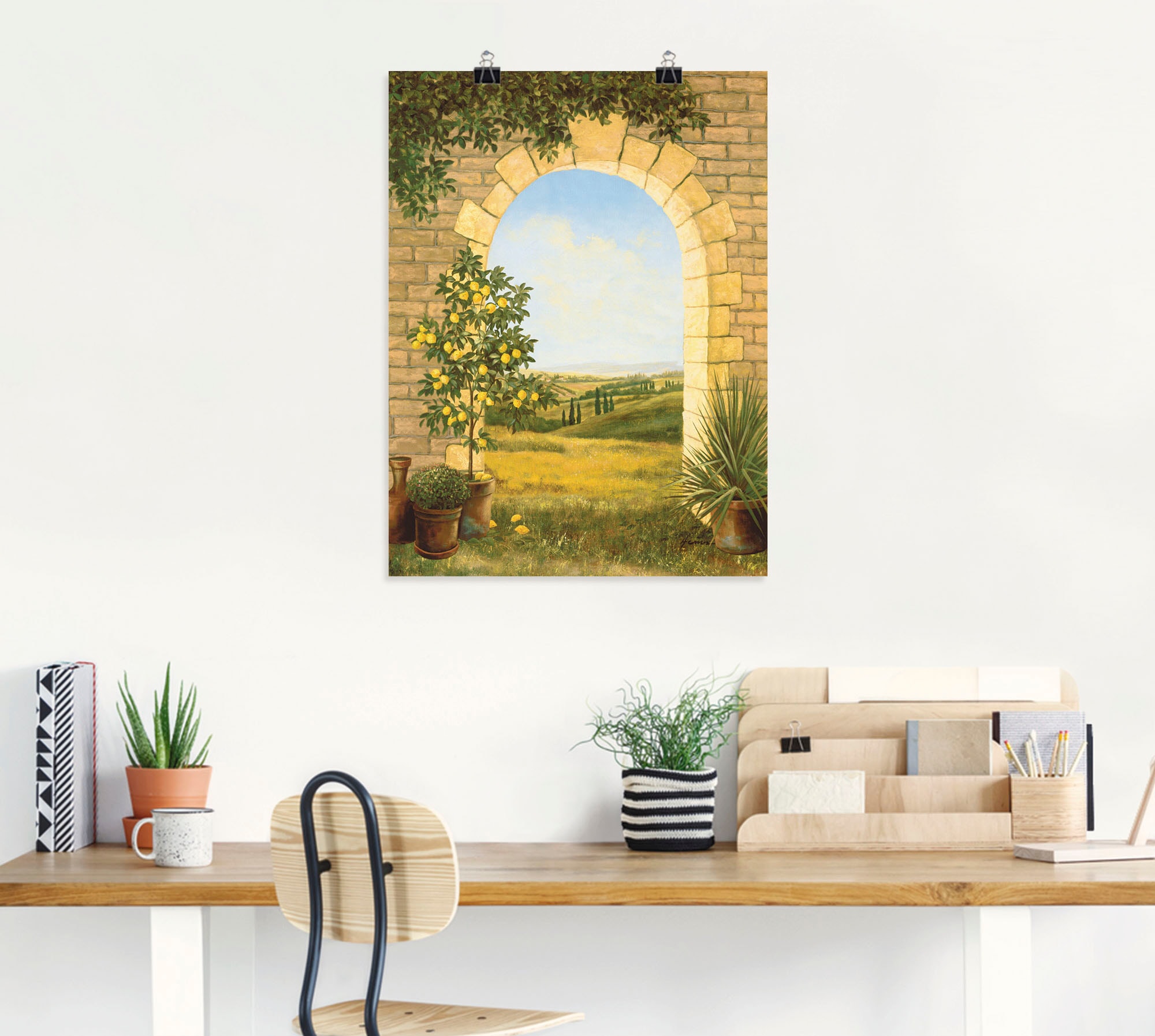Artland Wandbild »Zitronenbaum vorm Torbogen II« Fensterblick 1 Stk. tlg. als Alubild, Outdoorbild, Leinwandbild, Poster in verschied. Grössen