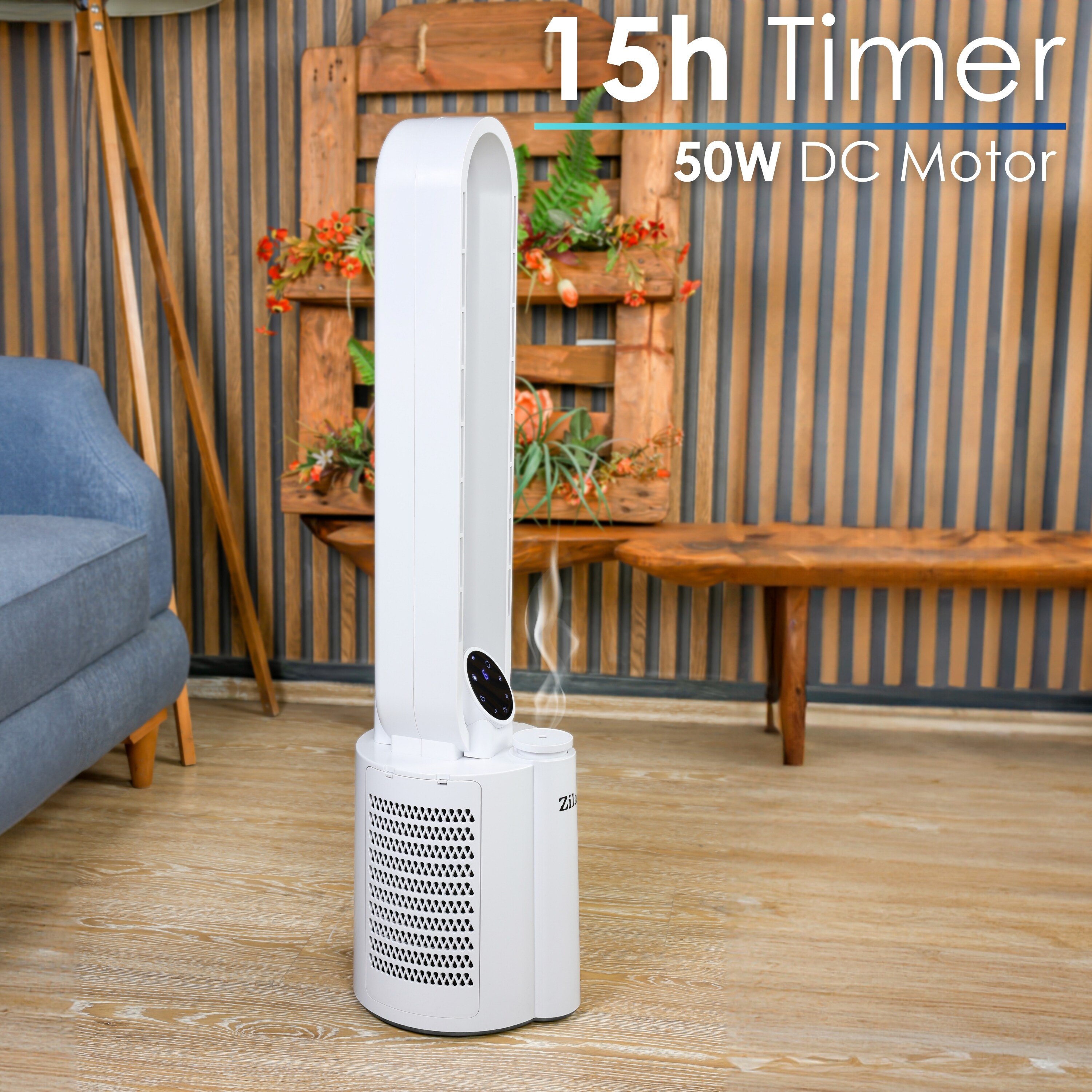 Zilan Turmventilator mit Luftbefeuchter Fernbedienung 12 Stufen Timer
