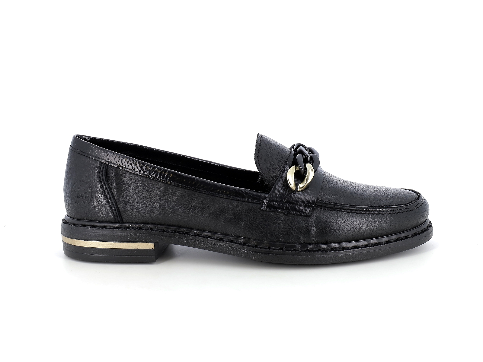 Rieker-50664 Cuir Noir Or