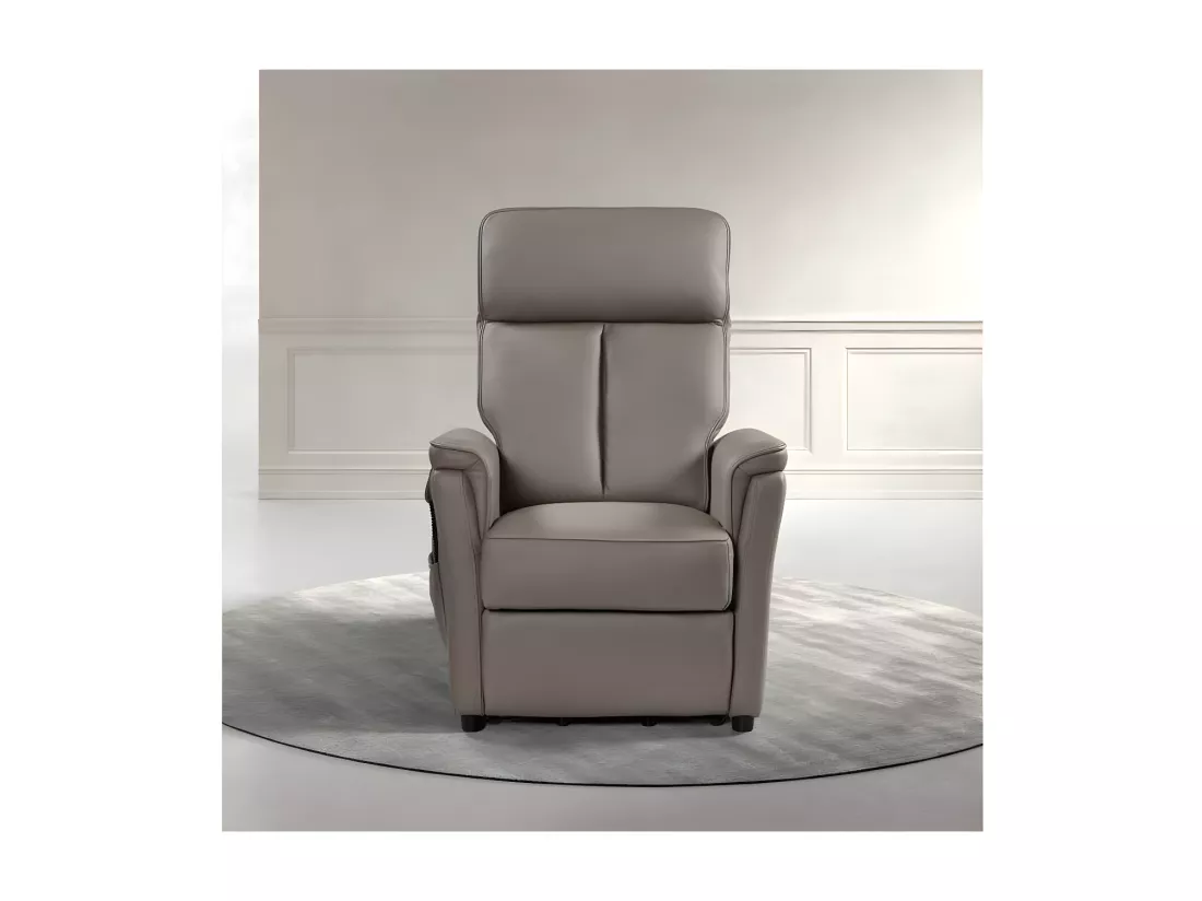 Fauteuil Relax électrique releveur Cuir Taupe - SAYA
