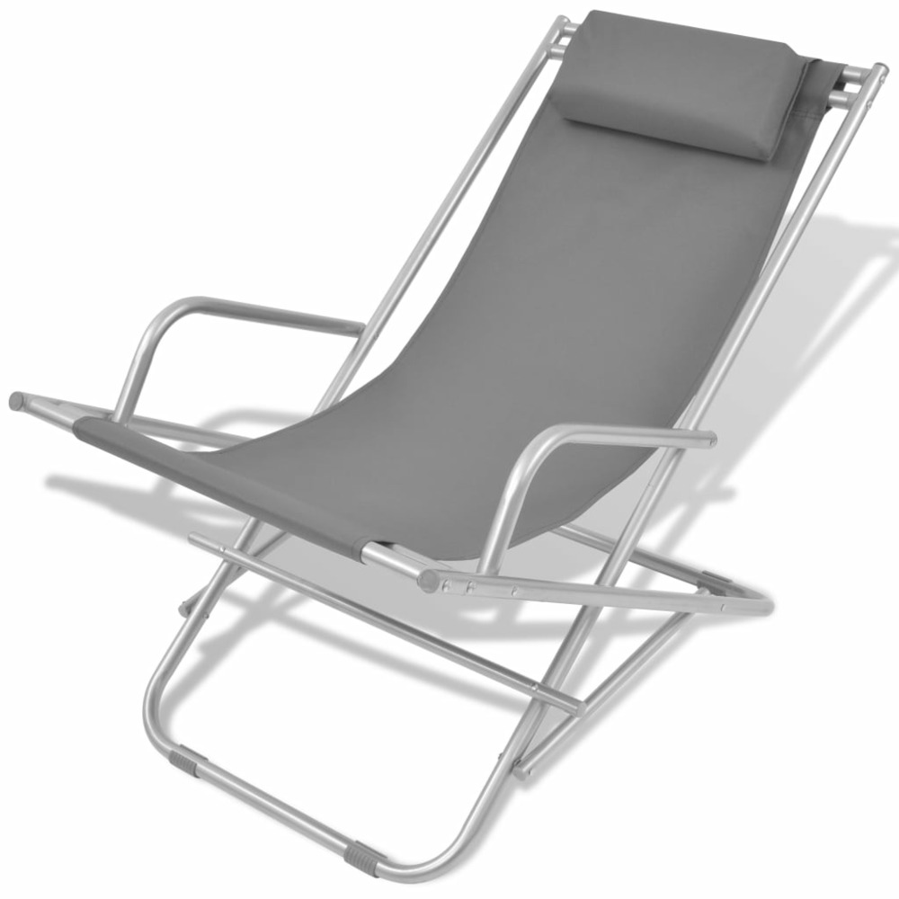 Chaises inclinables de terrasse 2 pcs acier gris
