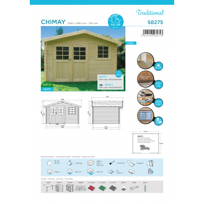 Abri de jardin chimay 3580x2980