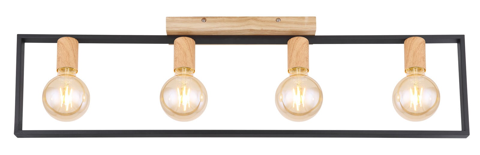 DANIEL Deckenlampe, schwarz 15479-4D,B/H/T: 90 x 26 x 6,5 cm, Metall, Holz