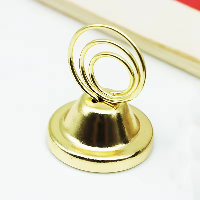 (Ø30x45mm) Metall Tischkarten Halter Deko Foto Clip Namenskarten Sockel Postkarten Ständer - Gold