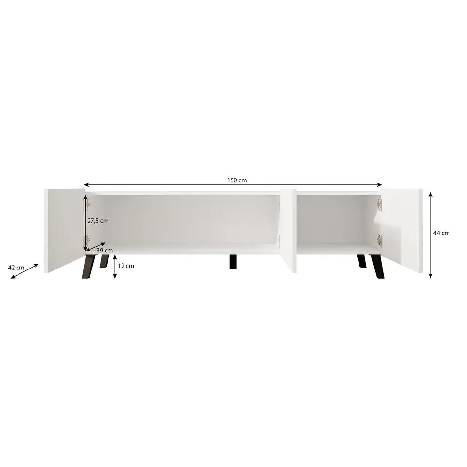 Meubella - TV-Meubel Pepinos 2 - Mat zwart - 150 cm