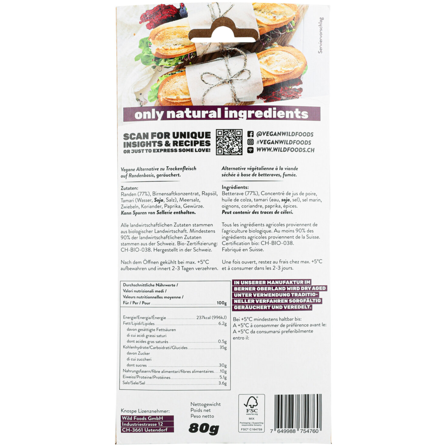Wild Foods Dry Aged vegane Alternative zu Trockenfleisch -