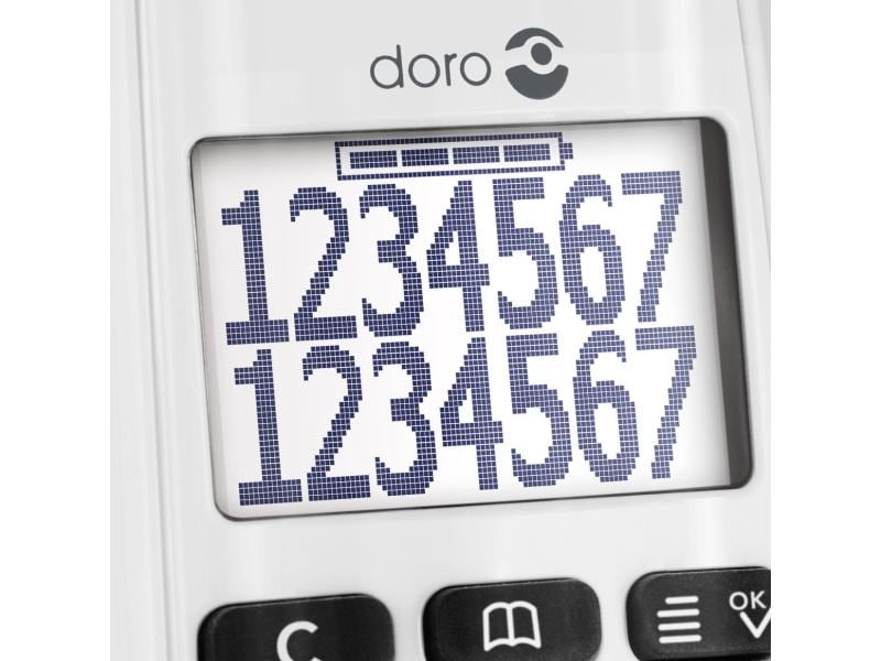 Doro Schnurlostelefon PhoneEasy 110 Weiss Benutzerfreundliches schnurloses DECT-Telefon