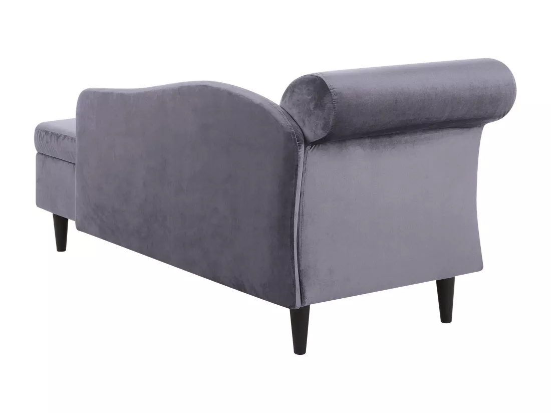 Chaise longue côté droite en velours gris foncé LUIRO