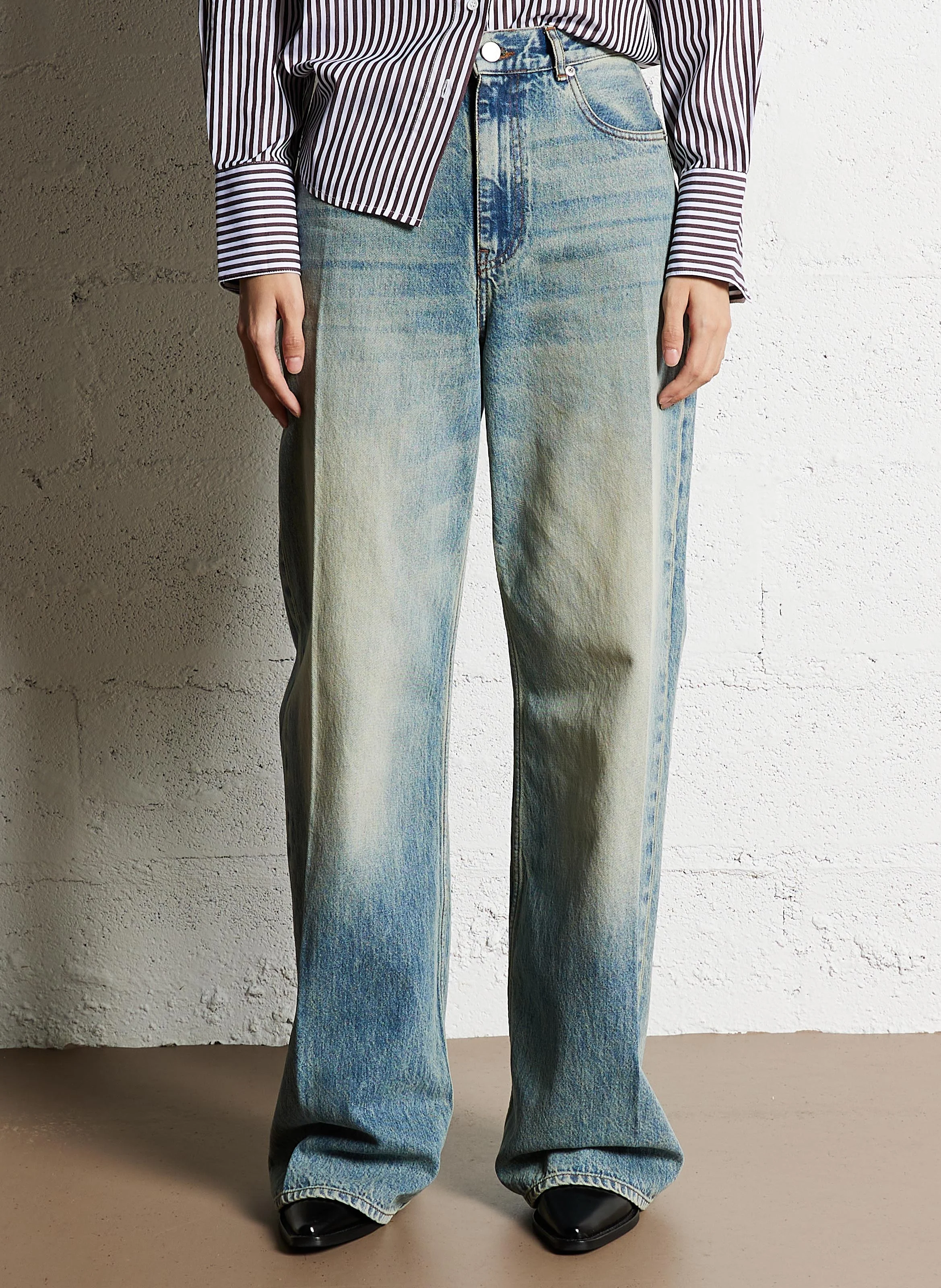 ENCA - Jean boyfriend taille haute délavé | Bleu