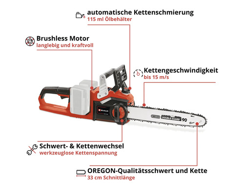 Einhell Power-X-Change GP-LC 36/35 Li accu kettingzaag, zonder accu en lader (2x18V) 35cm