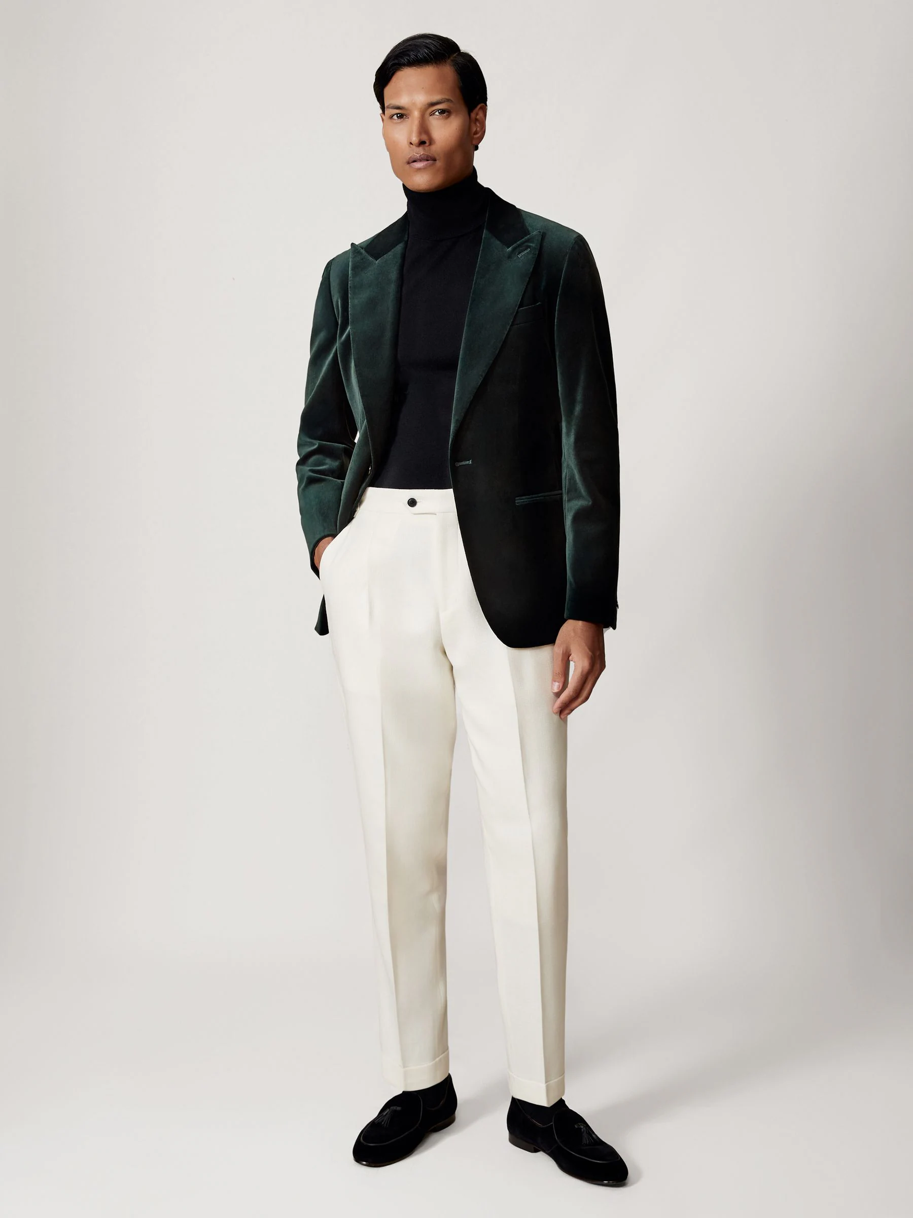 Smaragdgroen - Reiss Apsara Tailored Single-Breasted Velvet Blazer Slim-Fit