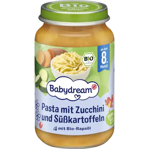 Bio Pasta mit Zucchini und Süßkartoffeln