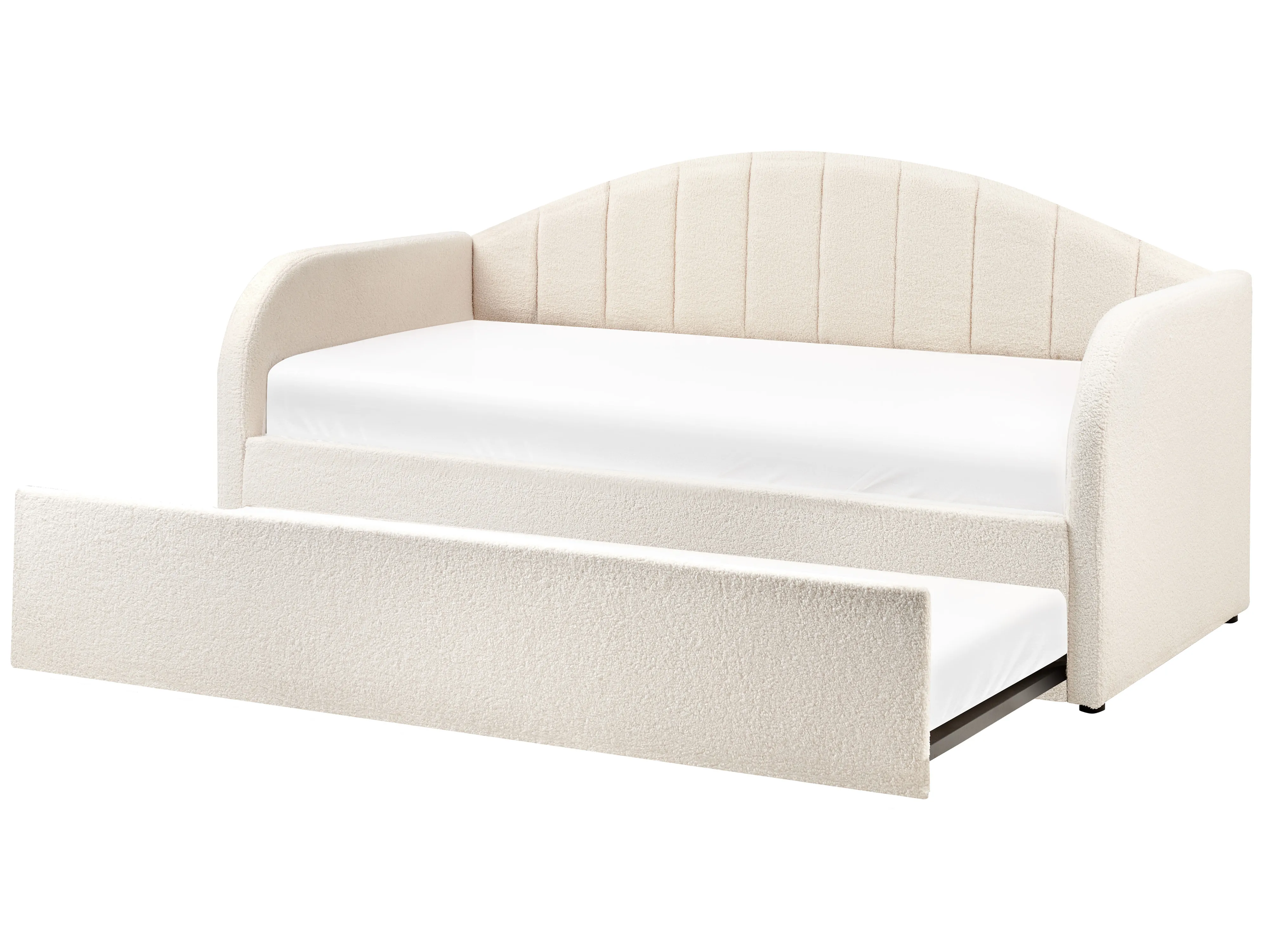 Onderschuifbed Bouclé EYBURIE 90 x 200 cm Lichtbeige