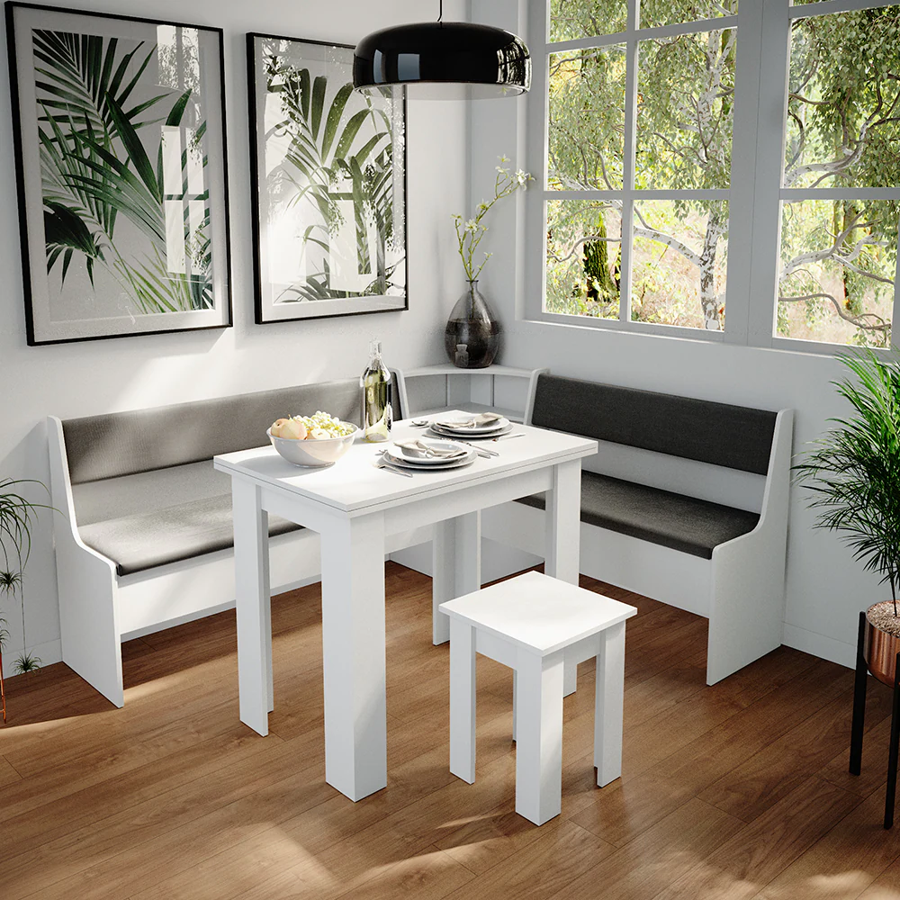 Vicco Eckbankgruppe Roman Weiß 180x150cm Esszimmergruppe Eckbank Sitzgruppe