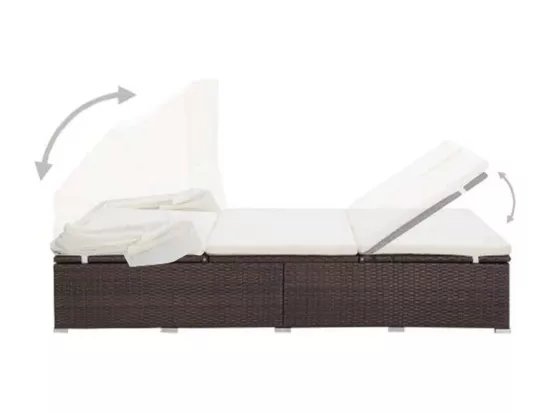 Transat à 2 places avec coussin Résine tressée Marron