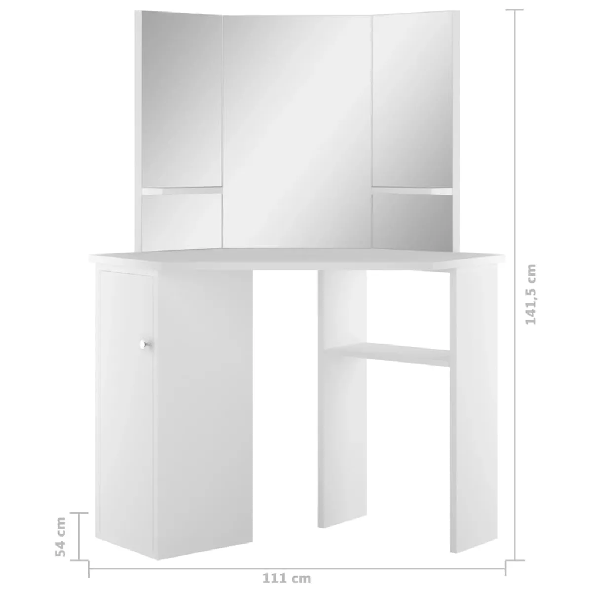 vidaXL Coiffeuse d'angle - Blanc