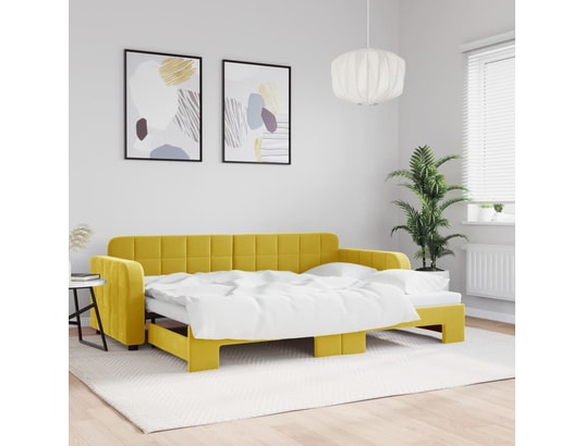 VIDAXL - Lit de jour avec lit gigogne jaune 80x200 cm velours