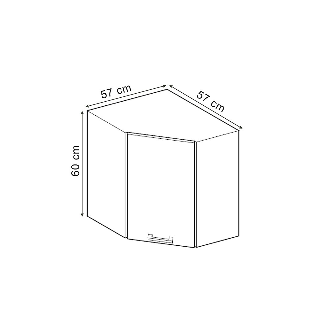 Vicco Eckhängeschrank Küchenschrank R-Line Solid Eiche Schwarz 57 cm modern