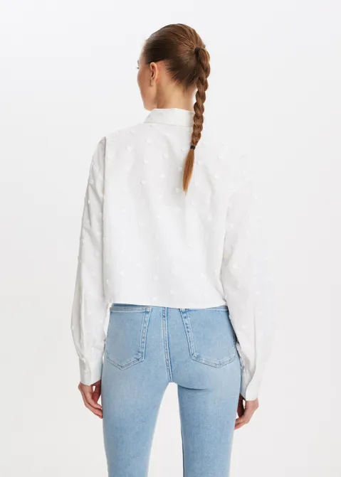 Blouse met hartjes detail off-white (WIT.O)