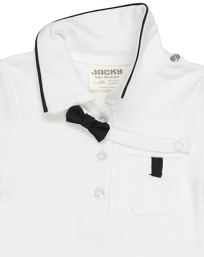 Kurzarm-Body CLASSIC BOYS mit abnehmbarer Fliege in weiß