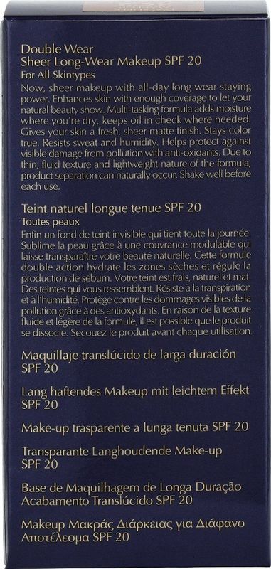 Estee Lauder Double Wear Sheer Long-Wear Foundation SPF 20 3C2 Pebble 30 ml