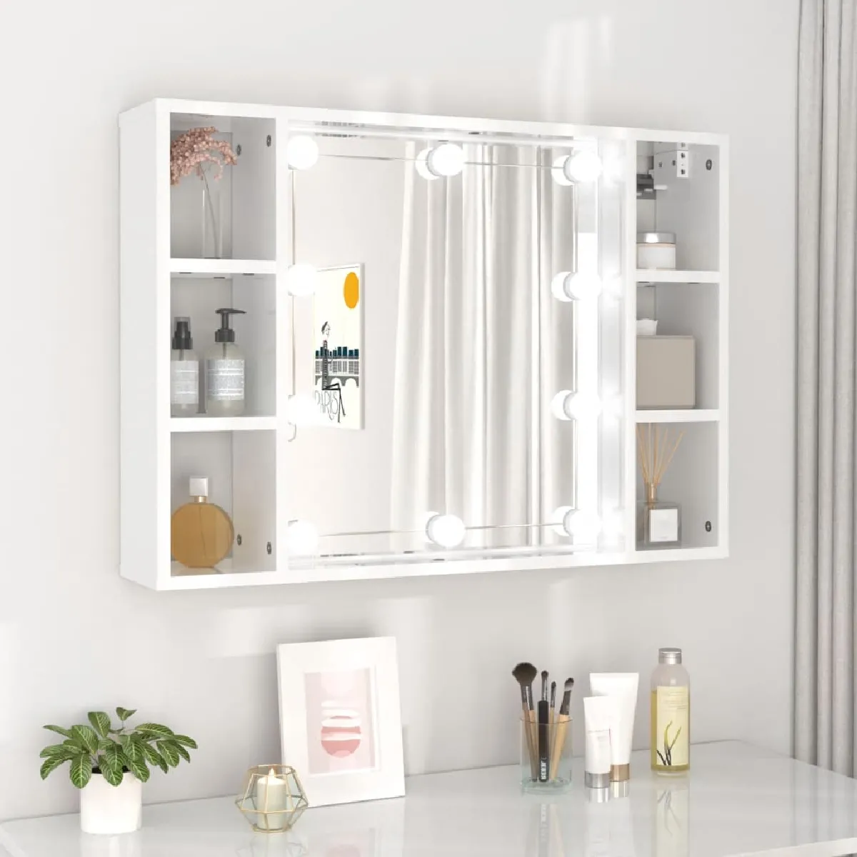 vidaXL Armoire à miroir LED Blanc