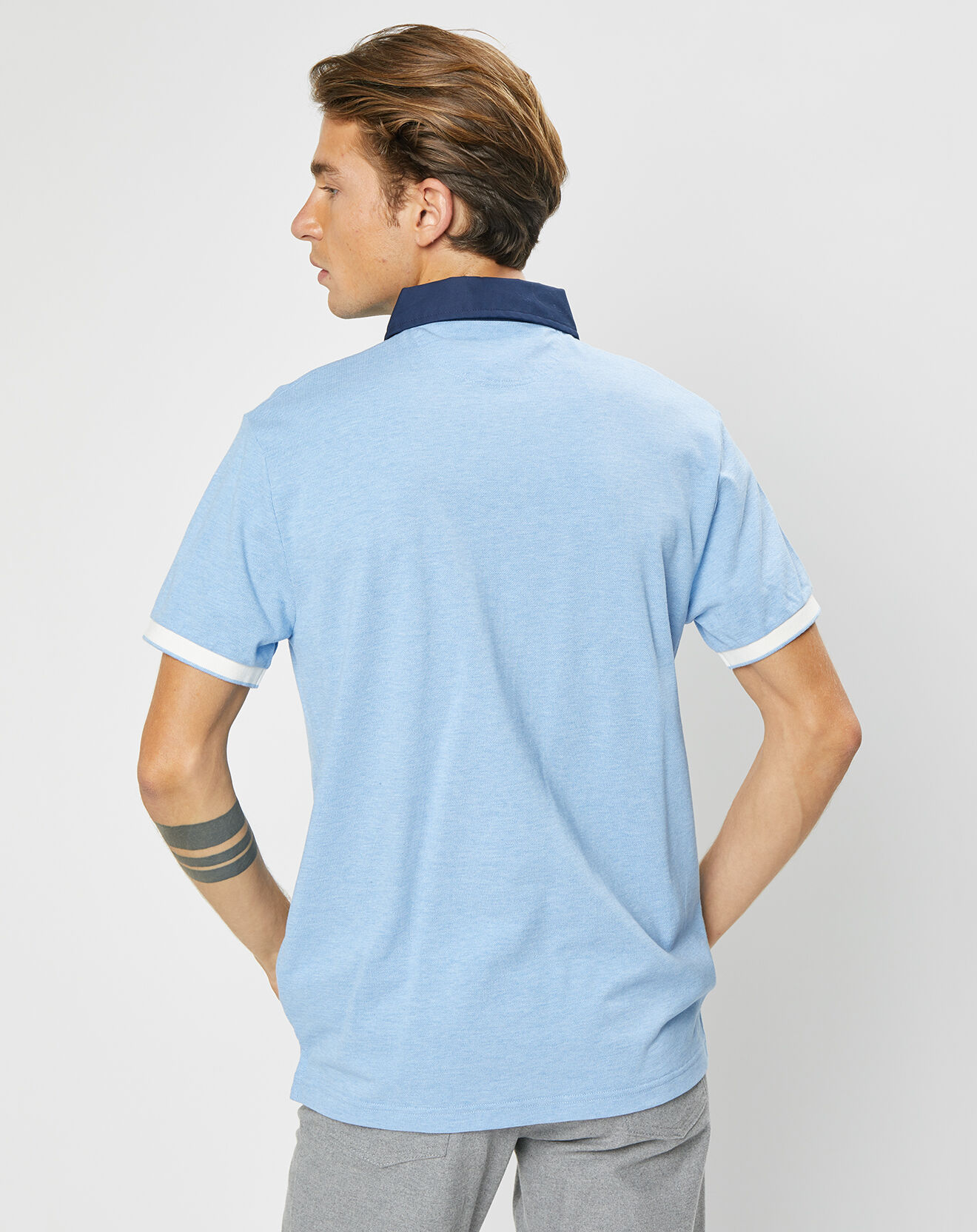 Hackett London Polo Classic Fit Piqué Brand bleu ciel