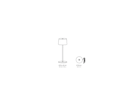 Zafferano OLIVIA PRO MICRO Lampe de table LED Corten rechargeable et dimmable