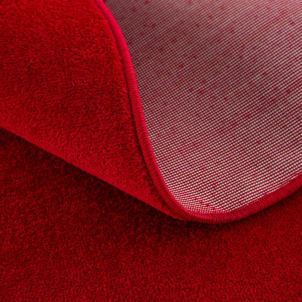 Uni Rond Effen Laagpolig Vloerkleed Modern Rood - 120 CM ROND