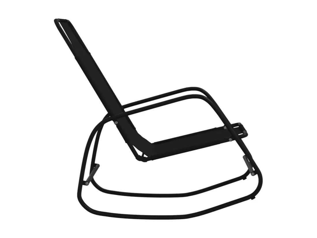 Chaises longues à bascule 2 pcs Noir Acier et textilène