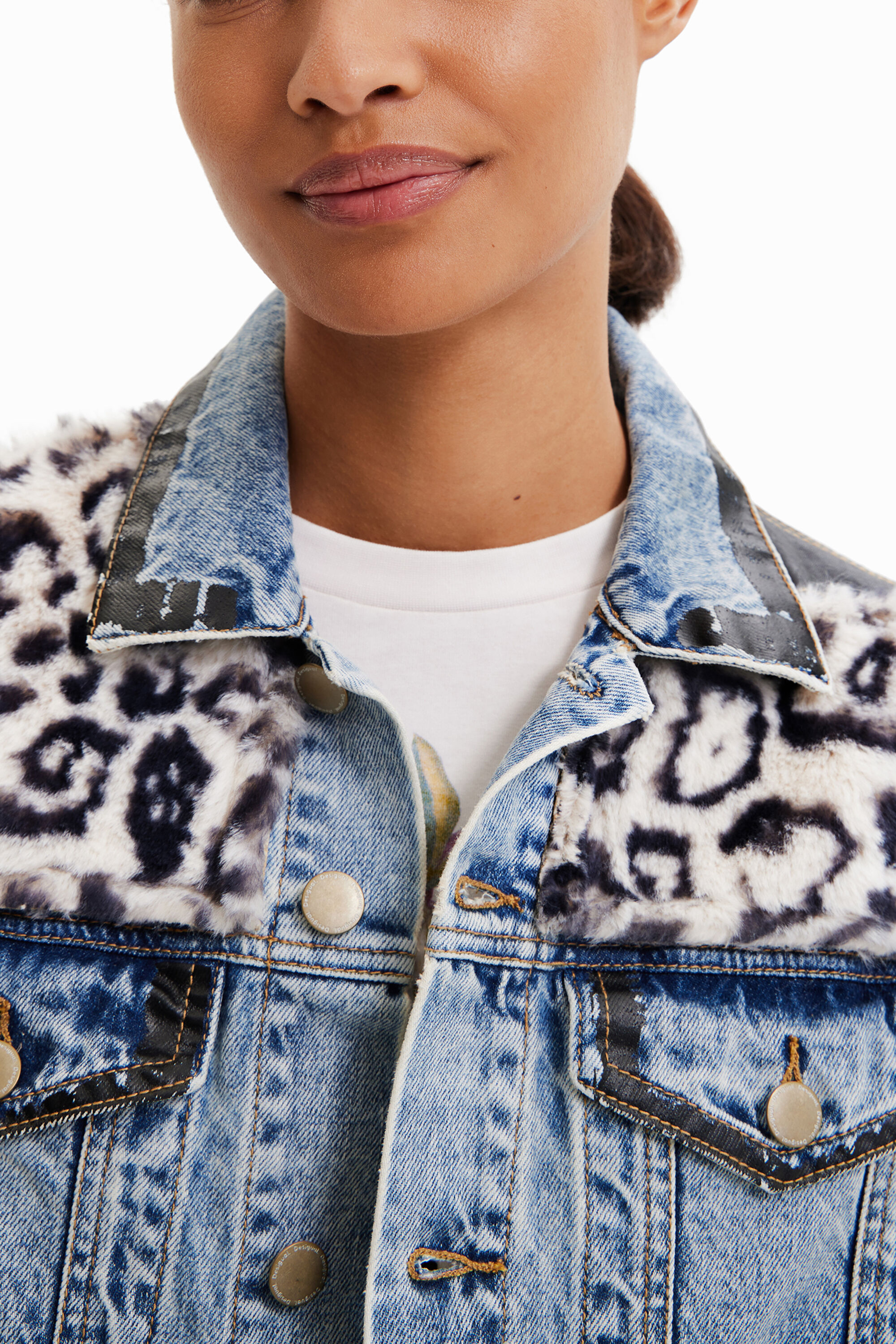Gilet en jean imprimé animal