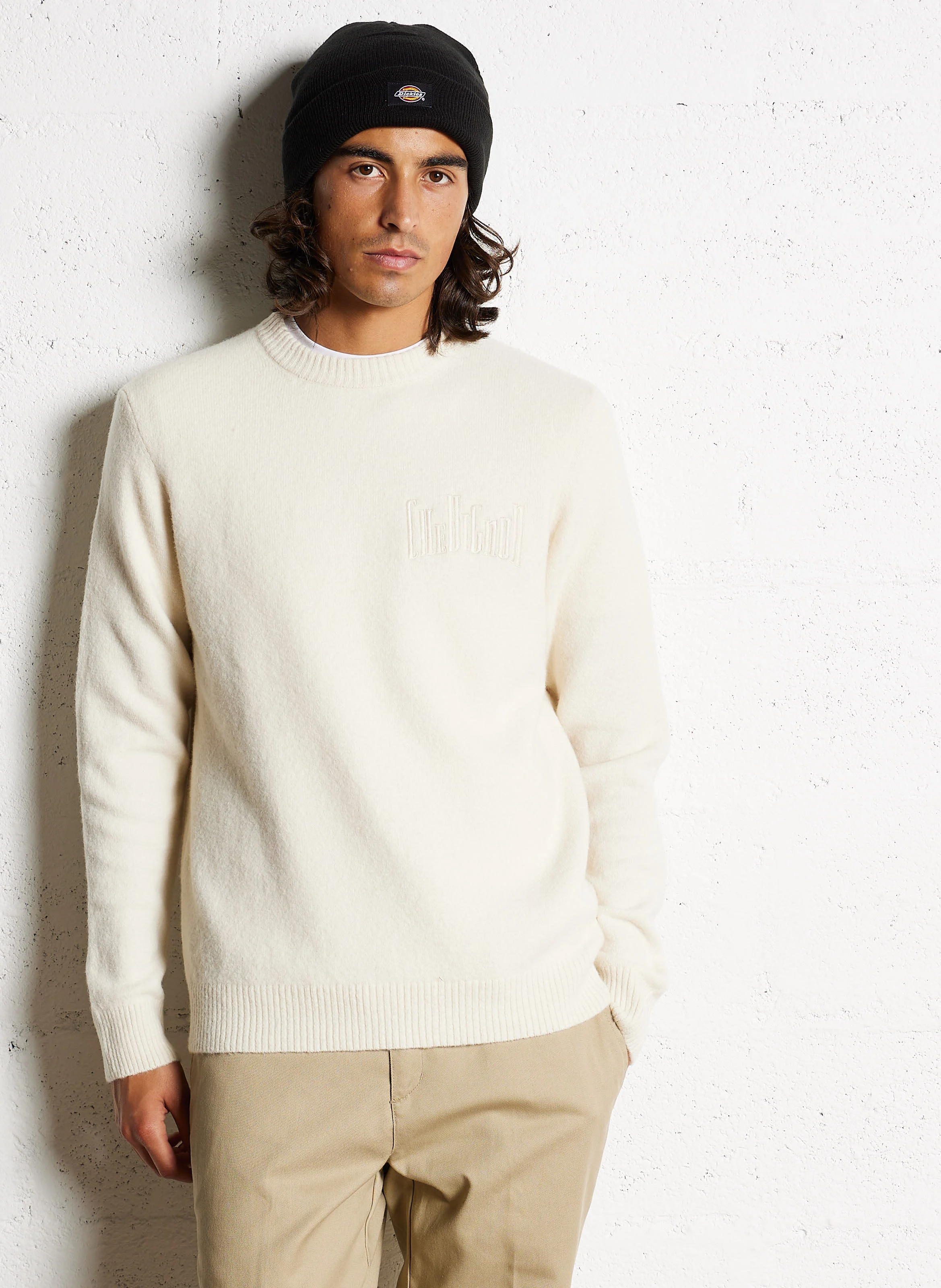 CITY - Pull col rond droit en laine mélangée | Blanc