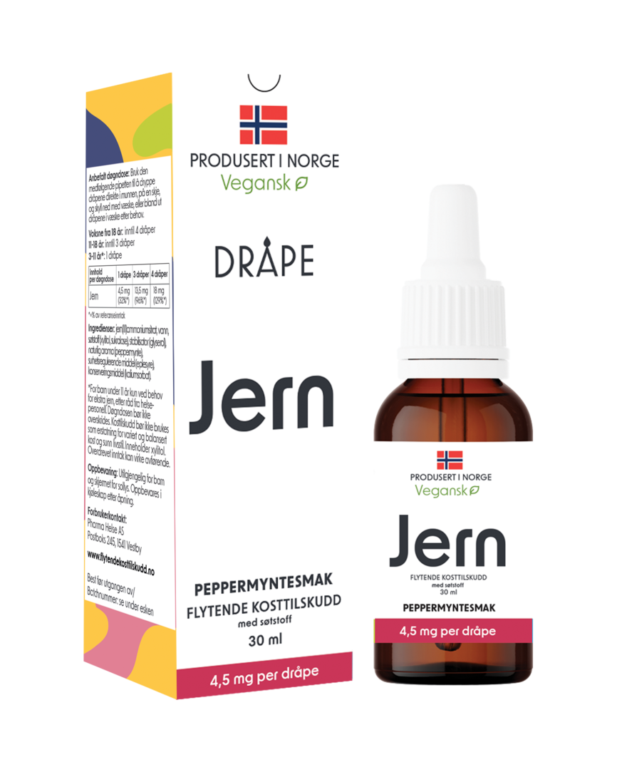 Dråpe vegansk jern med smak av peppermynte 30 ml