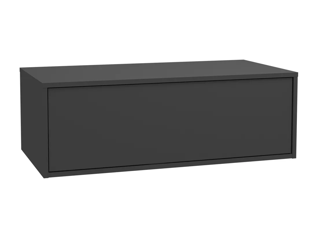 Meuble de salle de bain suspendu avec vasque carrée - 1 tiroir gris anthracite et 2 niches blanches - 94 cm - TEANA II