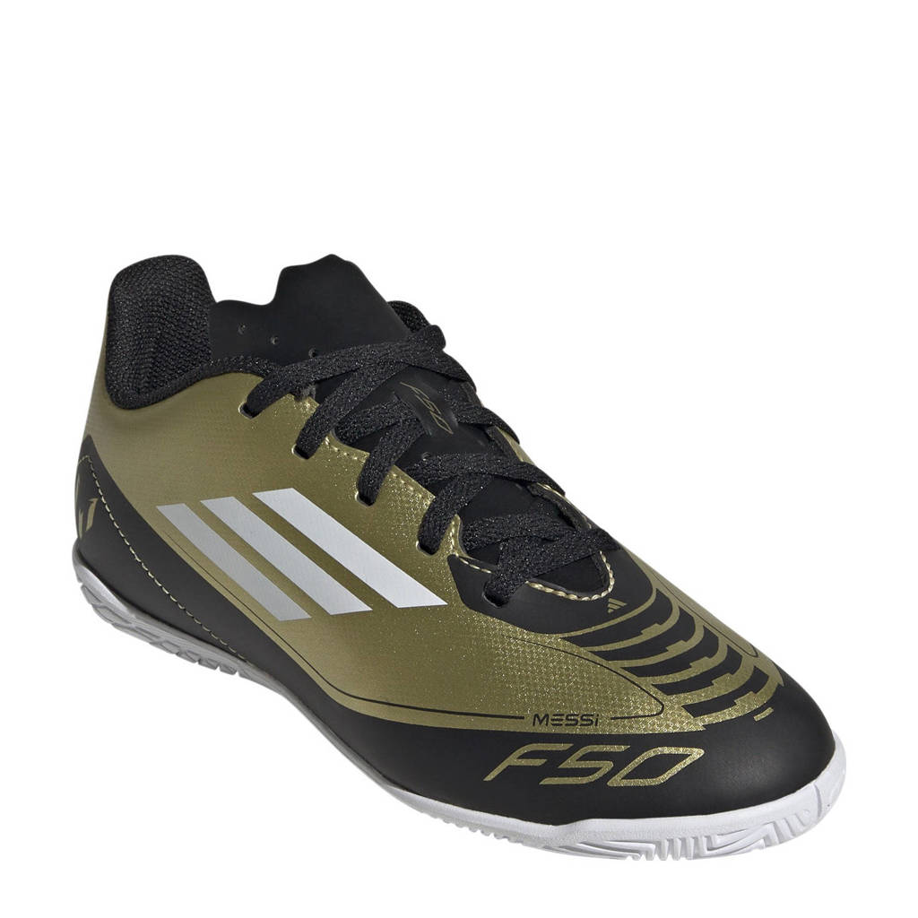 adidas F50 Club Messijunior voetbalschoenen goudmetallic/wit/zwart