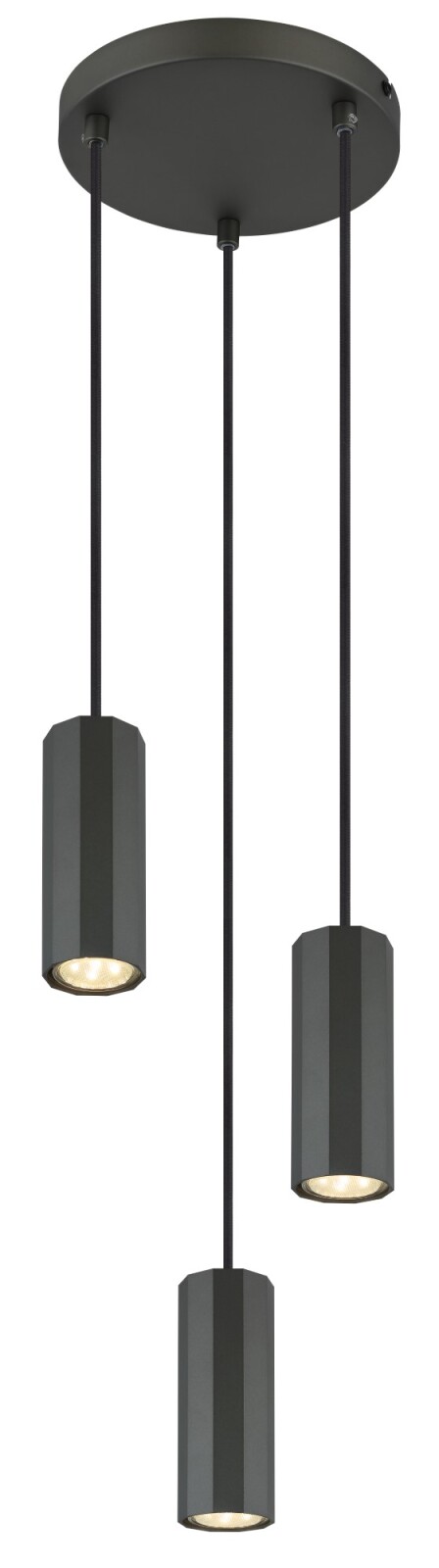 LED-Hängeleuchte - grau matt - 3-flammig