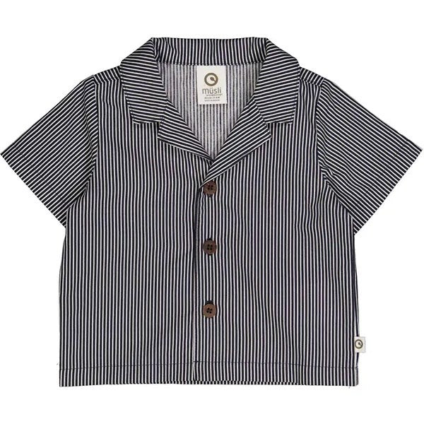 Køb Müsli Balsam Cream/Night Blue Poplin Stripe Skjorte