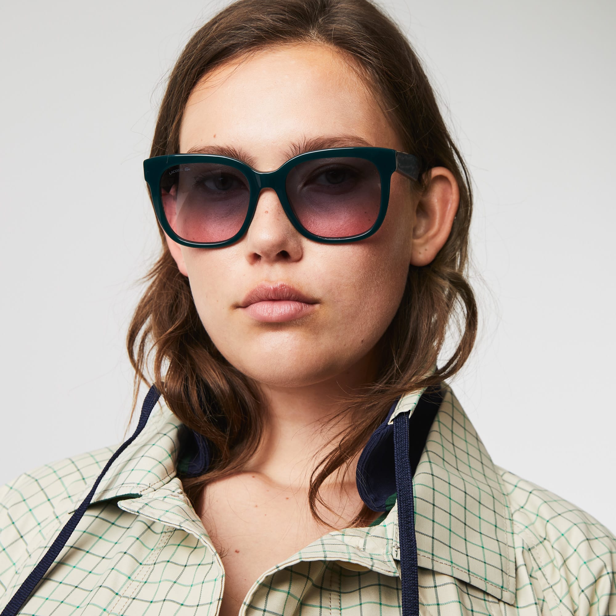 Lunettes de soleil Femme rectangulaires Croco Skin en acétate Lunettes de soleil - Vert - Lacoste - Femme
